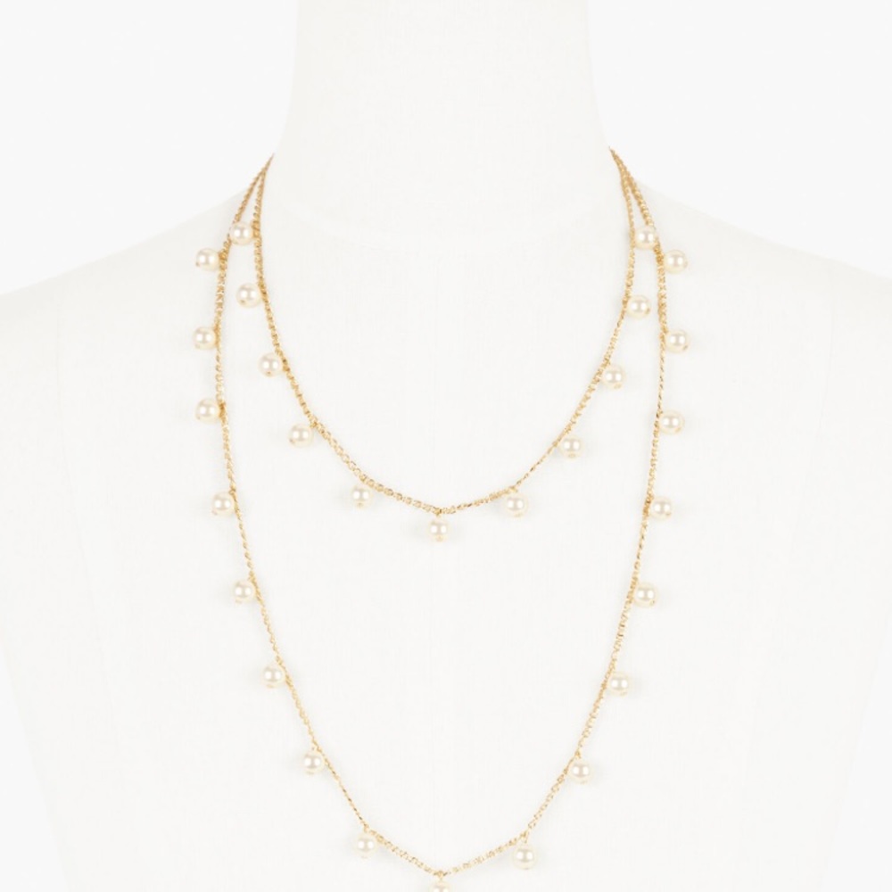 Talbots faux pearl and gold multi chain necklace